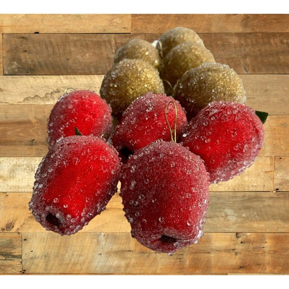 VTG Artificial Faux Beaded Sugar Frosted Fruit Apples Christmas Ornament… - Picture 5 of 12